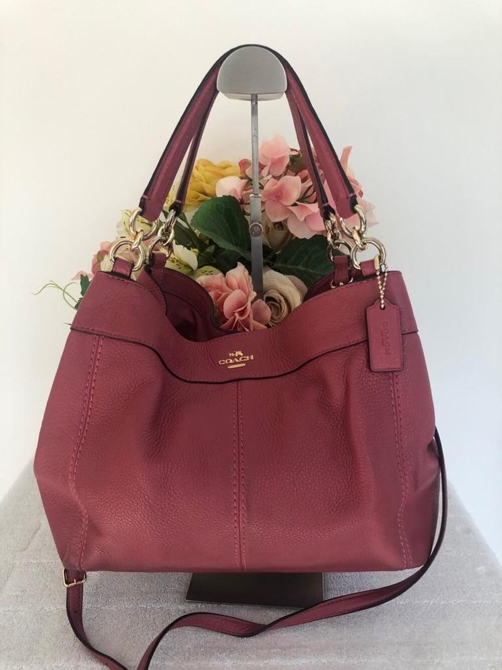 Coach Edie Lexy 23537 35983 Washed Red Leather Satchel (30000